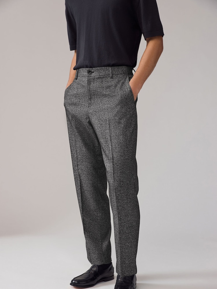 Charcoal Grey Puppytooth Texture Formal Joggers - Image 1 of 4