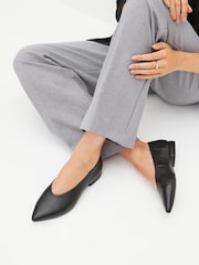 Black Forever Comfort® Leather Point Toe Ballerina Shoes - Image 1 of 7
