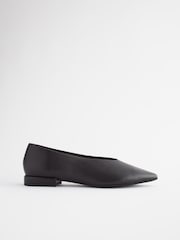 Black Forever Comfort® Leather Point Toe Ballerina Shoes - Image 4 of 7