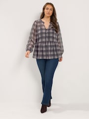 Yours Curve Grey Chiffon Peplum Blouse - Image 2 of 6
