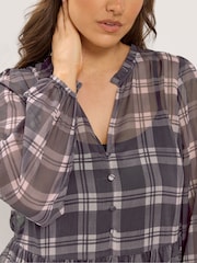 Yours Curve Grey Chiffon Peplum Blouse - Image 4 of 6