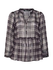 Yours Curve Grey Chiffon Peplum Blouse - Image 5 of 6