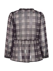 Yours Curve Grey Chiffon Peplum Blouse - Image 6 of 6