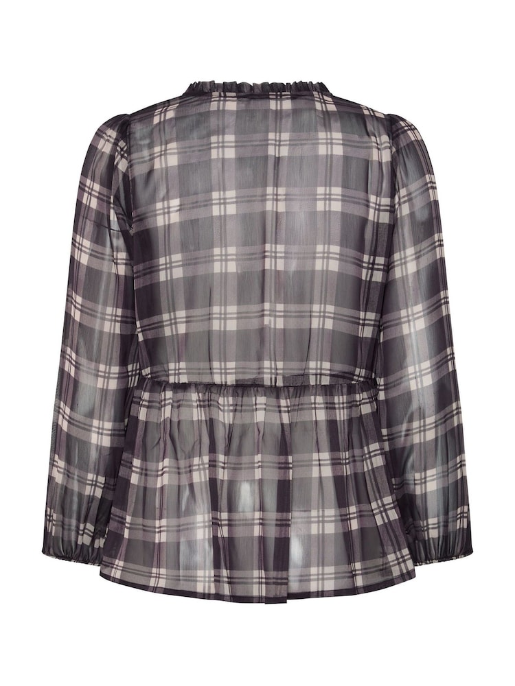 Yours Curve Grey Chiffon Peplum Blouse - Image 6 of 6 Yours Curve Grey Chiffon Peplum Blouse - Image 6 of 6