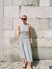 Amy Lynn White Posey Mono Gingham Smocked Midi Dress - Image 2 of 7