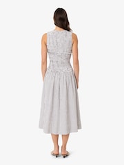 Amy Lynn White Posey Mono Gingham Smocked Midi Dress - Image 6 of 7