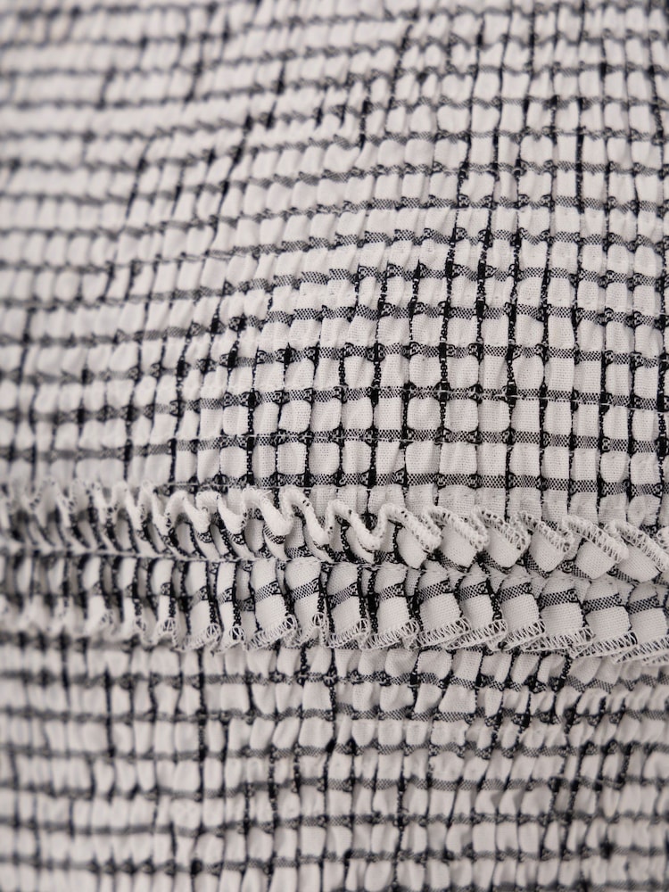 Amy Lynn White Posey Mono Gingham Smocked Midi Dress - Image 7 of 7