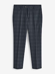 Navy Blue Slim Fit Check Suit Trousers - Image 6 of 9
