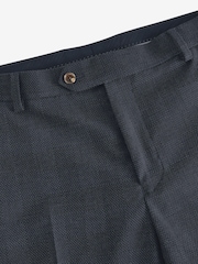 Navy Blue Slim Fit Check Suit Trousers - Image 7 of 9