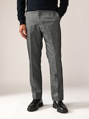 Charcoal Grey Tailored Fit Textured Puppytooth Suit Trousers - Image 1 of 10