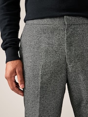 Charcoal Grey Tailored Fit Textured Puppytooth Suit Trousers - Image 4 of 10