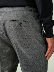 Charcoal Grey Tailored Fit Textured Puppytooth Suit Trousers - Image 6 of 10