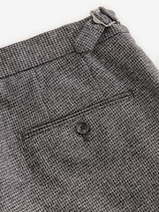 Charcoal Grey Tailored Fit Textured Puppytooth Suit Trousers - Image 9 of 10