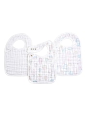 aden + anais Pink Organic Cotton Muslin Snap Bibs 3 Pack - Image 1 of 6
