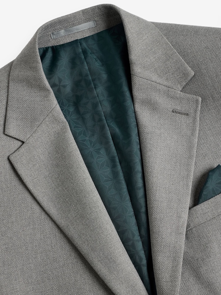 Grey Slim Fit Textured Suit Jacket - Image 8 of 10