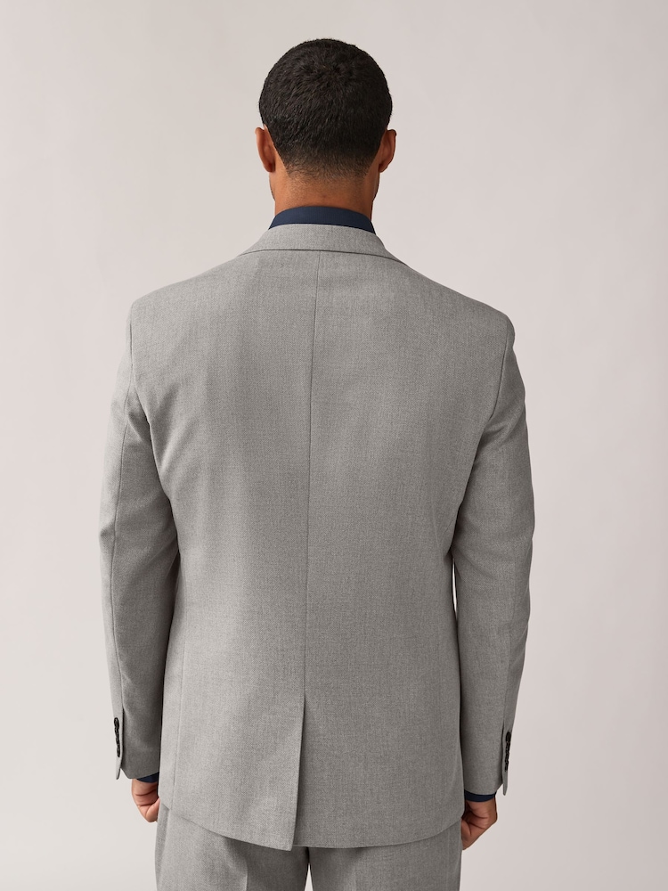 Gris - Ajustement régulier - Veste de costume texturée - Image 3 of 11