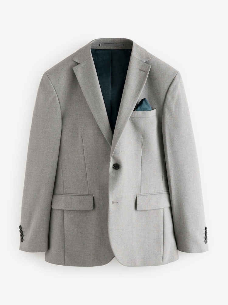 Gris - Ajustement régulier - Veste de costume texturée - Image 7 of 11