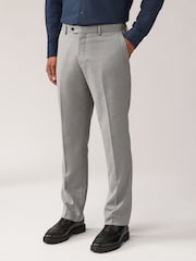 Grey Regular Fit Textured Suit Trousers - Image 1 of 9