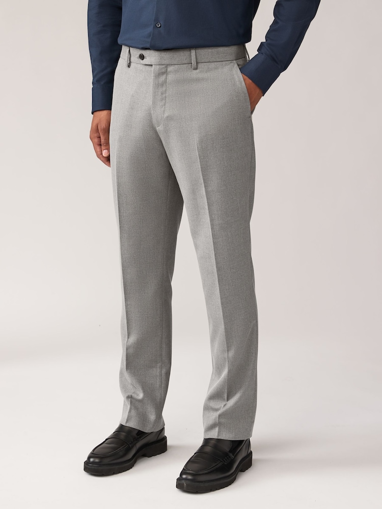 Grey Regular Fit Textured Suit Trousers - Image 1 of 9