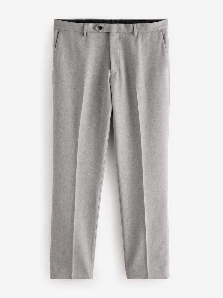Gris - Ajustement régulier - Pantalon de costume texturé - Image 6 of 9