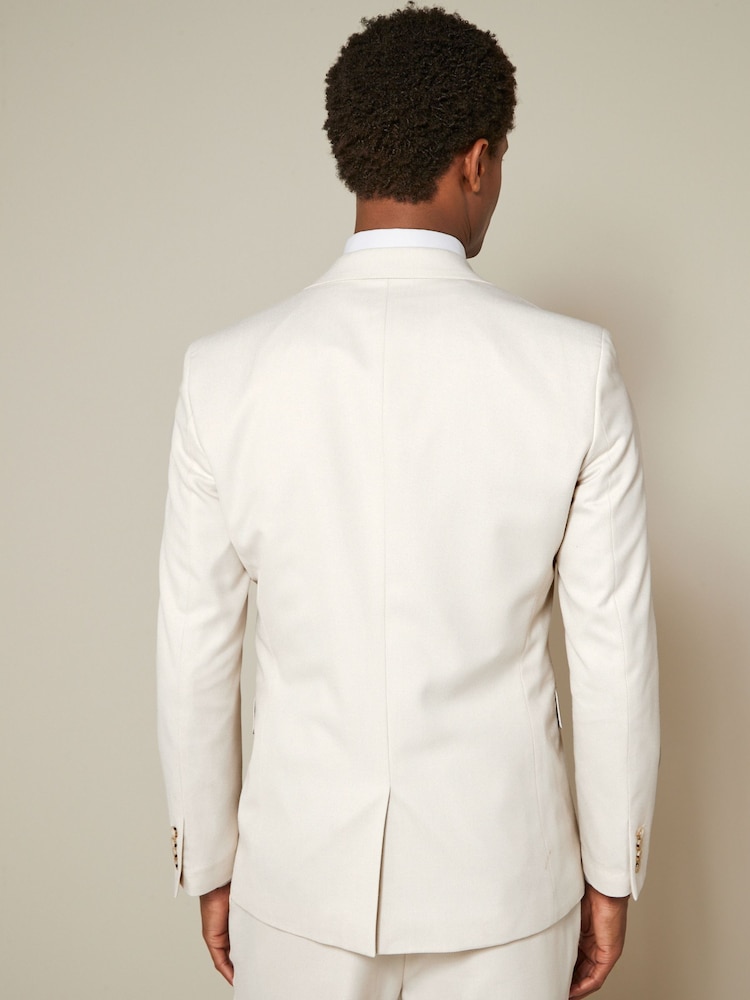 Ecru Slim Fit Textured Suit Jacket - Image 3 of 10