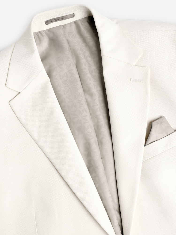 Ecru Slim Fit Textured Suit Jacket - Image 8 of 10