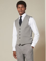 Grey Textured Suit Waistcoat - Image 1 of 9