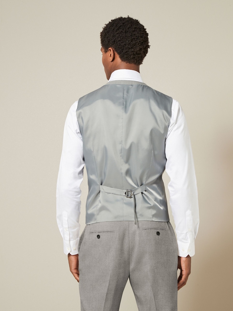 Gris - Gilet de costume texturé - Image 3 of 9