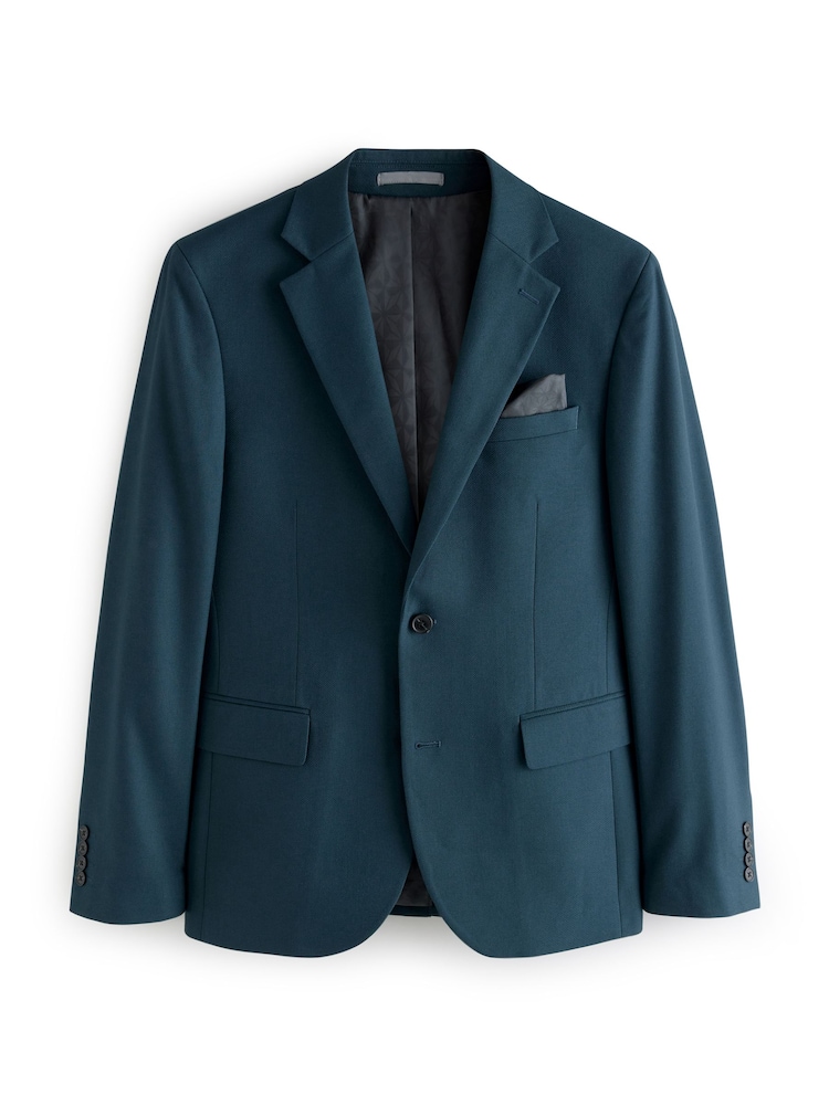 Bleu de sarcelle - Slim Fit (Slim Fit) - Veste de costume texturée - Image 5 of 9