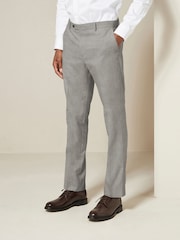 Grey Slim Fit Textured Suit Trousers - Image 1 of 4