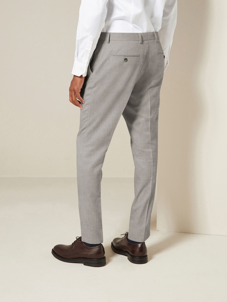 Grijs - Slim Fit - Kostuum met textuur: broek - Image 3 of 4