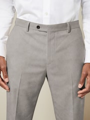 Grey Slim Fit Textured Suit Trousers - Image 4 of 4
