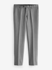 Grey Slim Fit Textured Suit Trousers - Image 5 of 8