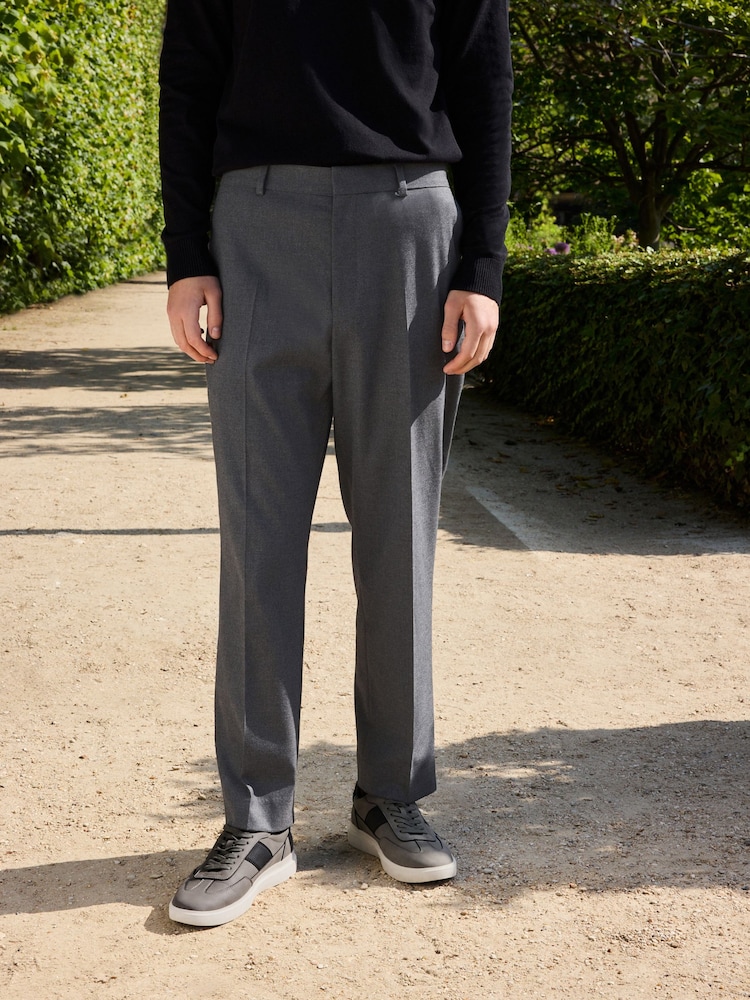 Charcoal Grey Smart Flannel Slim Fit Trousers - Image 1 of 8