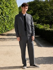 Grafitowoszara - Slim Fit Flannel Bomber Jacket - Image 2 of 12