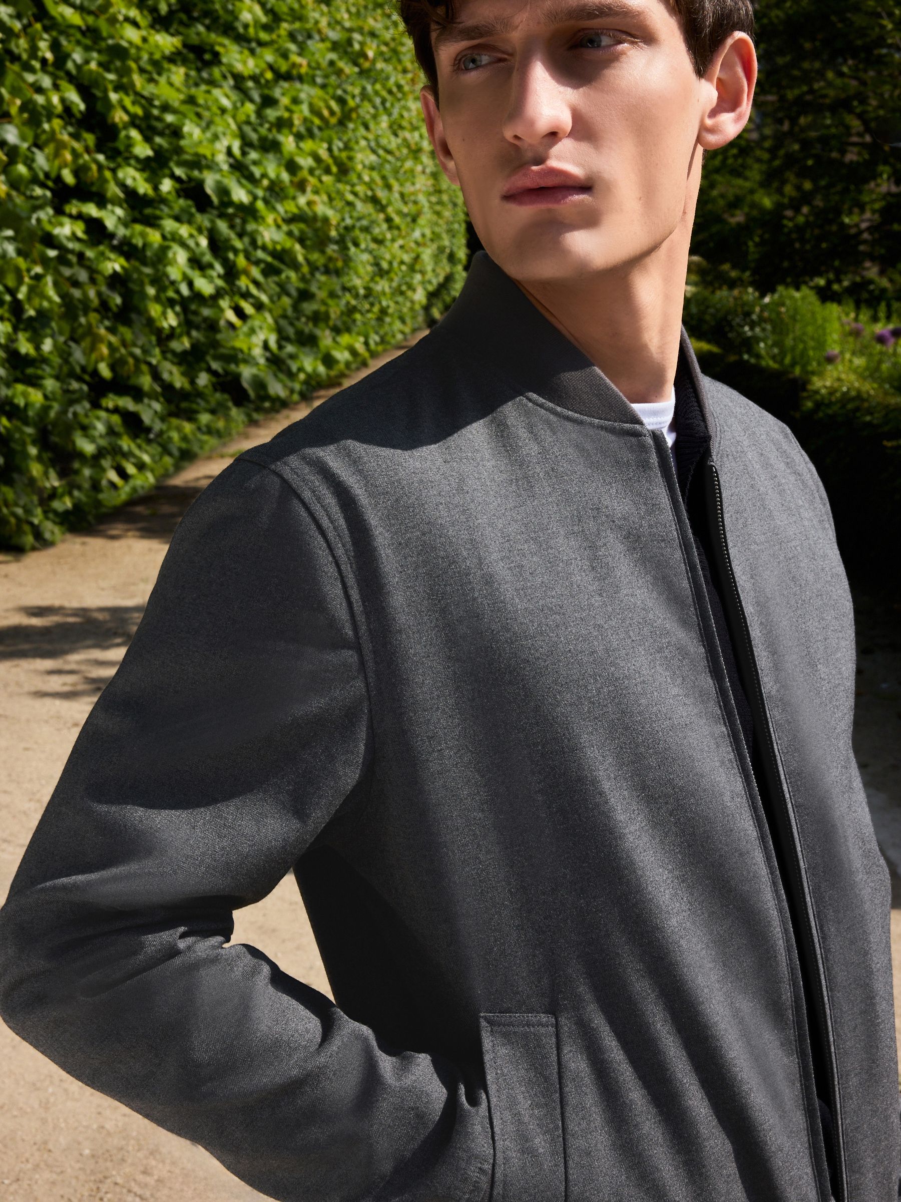 Buy Charcoal Grey Slim Fit Flannel Bomber Jacket from Next USA
