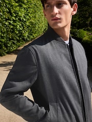 Grafitowoszara - Slim Fit Flannel Bomber Jacket - Image 3 of 12