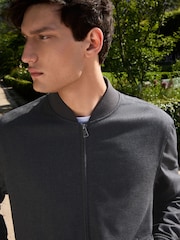 Grafitowoszara - Slim Fit Flannel Bomber Jacket - Image 4 of 12