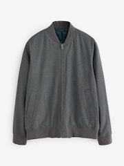 Grafitowoszara - Slim Fit Flannel Bomber Jacket - Image 6 of 12