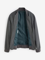 Grafitowoszara - Slim Fit Flannel Bomber Jacket - Image 7 of 12