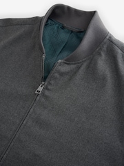 Grafitowoszara - Slim Fit Flannel Bomber Jacket - Image 8 of 12