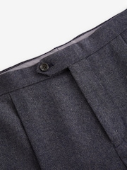 Navy Blue Wool Blend Herringbone Suit Trousers - Image 7 of 9