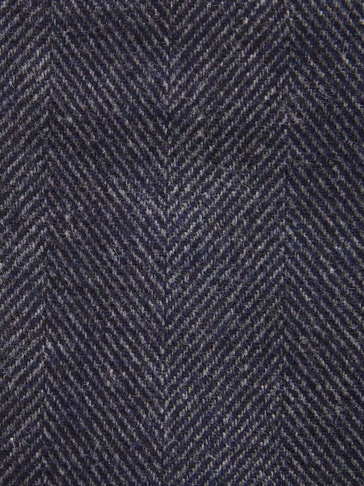Navy Blue Wool Blend Herringbone Suit Trousers - Image 9 of 9