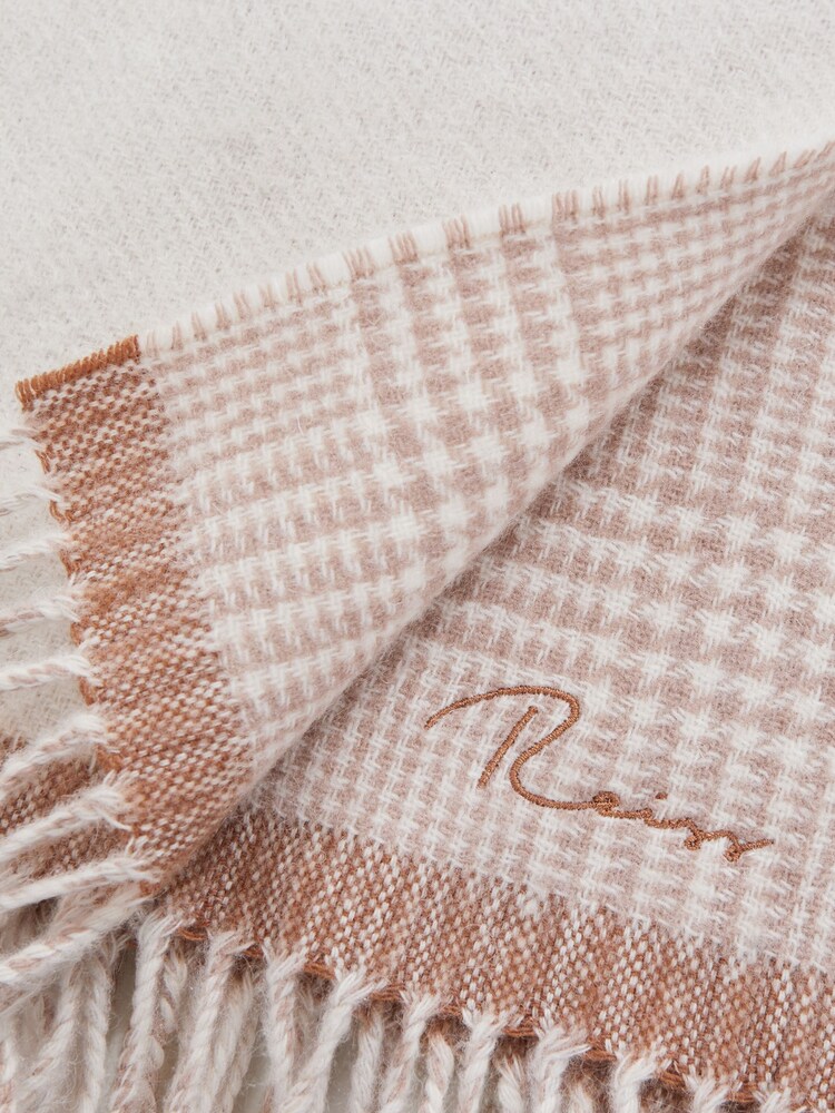 Reiss Biscuit Eve Wool Blend Double-Sided Embroidered Scarf - Image 5 of 5