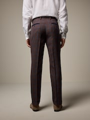 Rust Brown Tailored Fit Trimmed Check Suit Trousers - Image 3 of 9
