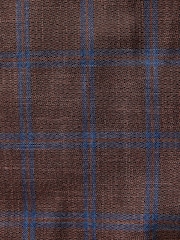 Rust Brown Tailored Fit Trimmed Check Suit Trousers - Image 7 of 9