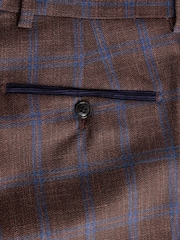 Rust Brown Tailored Fit Trimmed Check Suit Trousers - Image 8 of 9