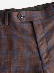 Rust Brown Tailored Fit Trimmed Check Suit Trousers - Image 9 of 9