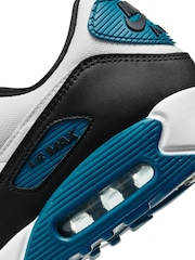 Nike White/Blue Air Max 90 Trainers - Image 10 of 10