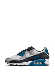 Nike White/Blue Air Max 90 Trainers - Image 4 of 10